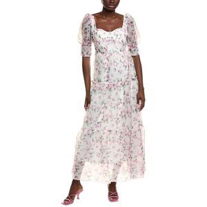 Ipponelli Womens Tiered Organza Maxi Dress, Pink